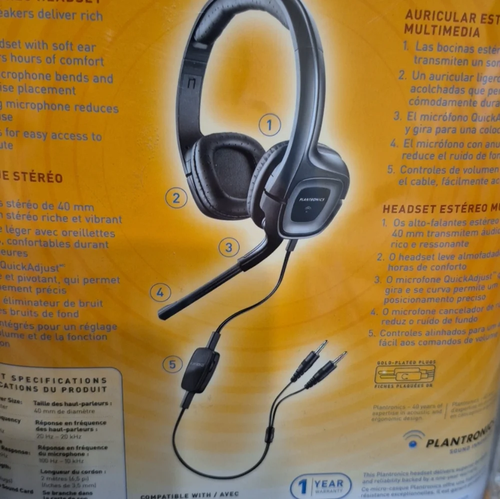 Plantronics Sound Innovation Black Computer Headset New In Package - Picture 10 of 12